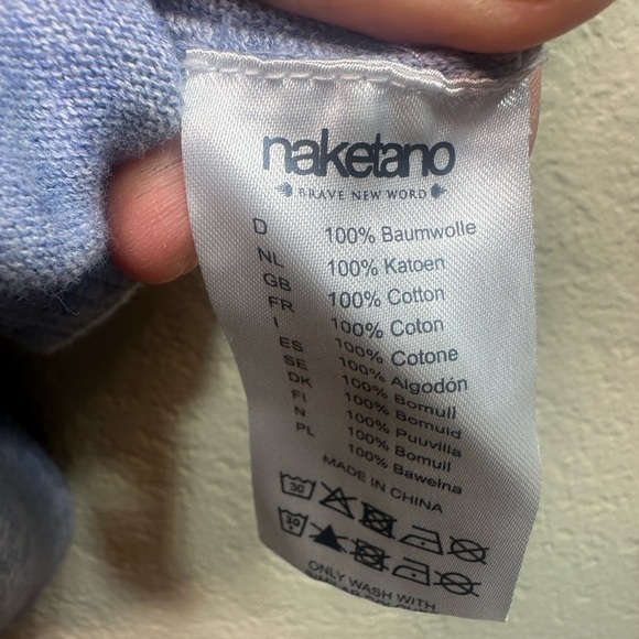 Naketano Womens Cowl Funnel Neck Sweatshirt Sweater size Small Blue Sailor - Picture 6 of 6